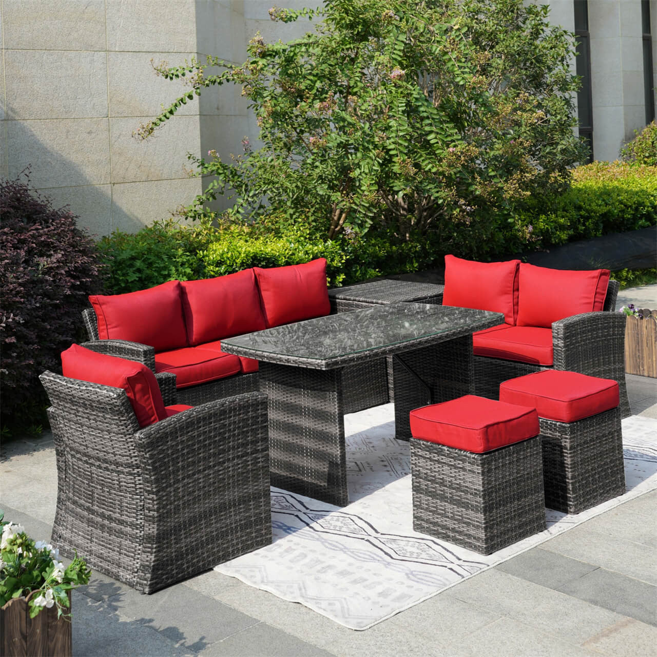 Direct Wicker's 8 Seats Outdoor Conversation Set - Patio Sofa Set PAF-1403B