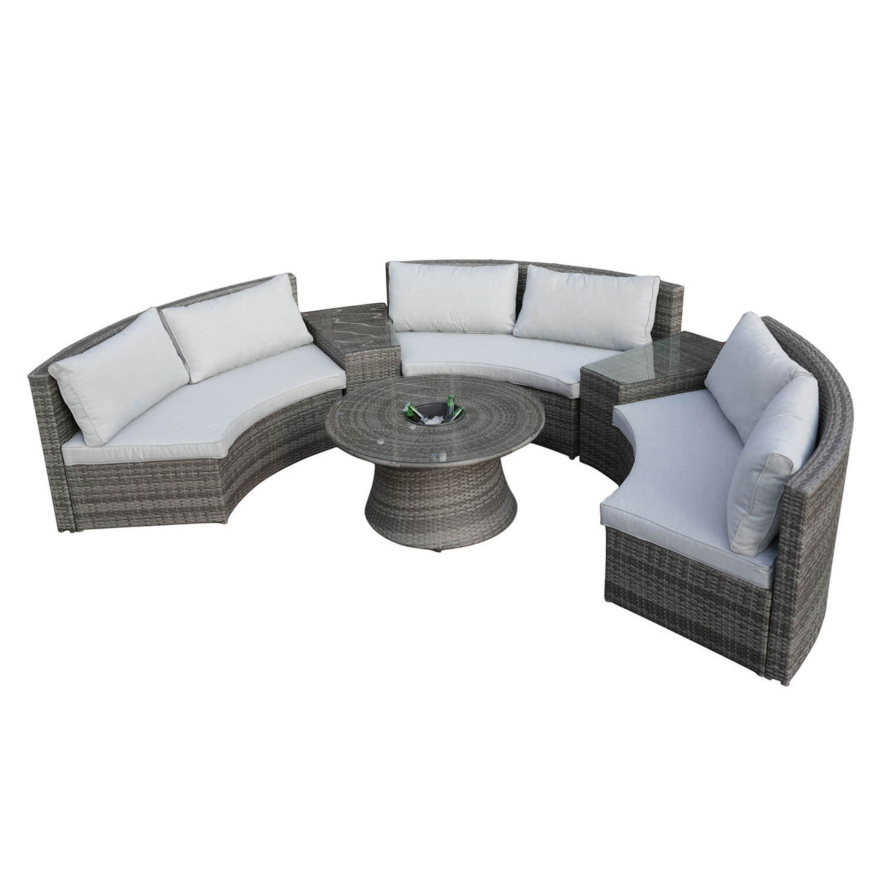 Direct Wicker's Outdoor Furniture Half-Moon Wicker Sofa Set with Coffee Table