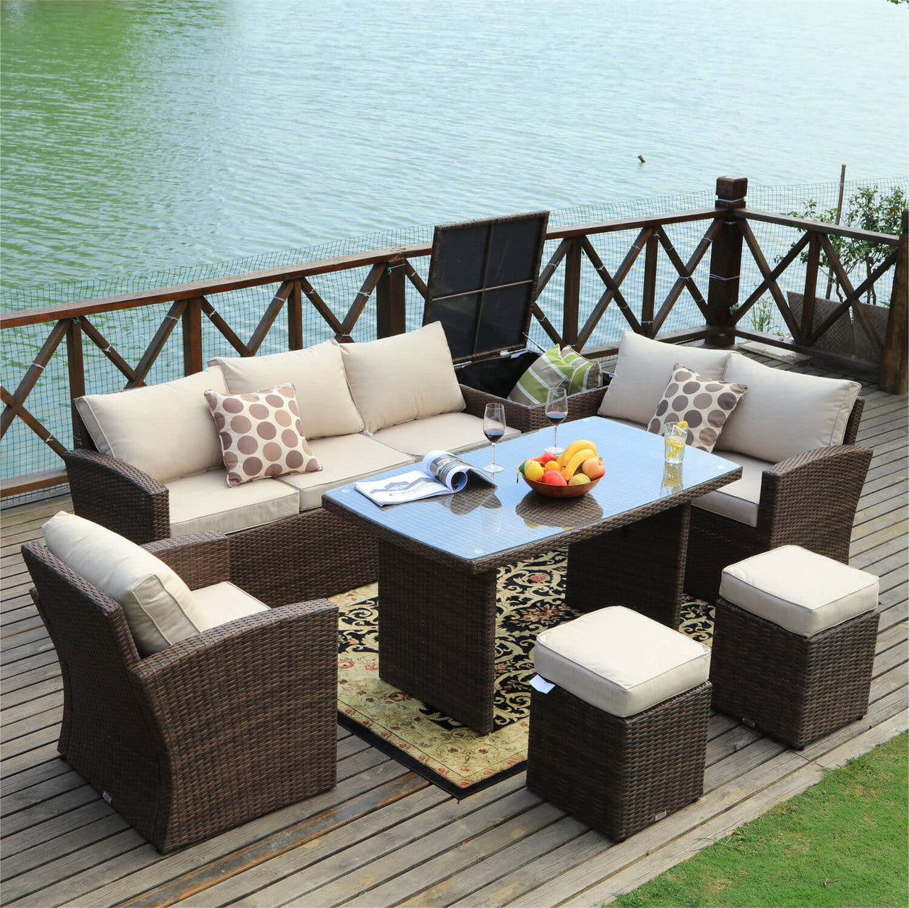 Direct Wicker's 8 Seats Outdoor Conversation Set - Patio Sofa Set PAF-1403B