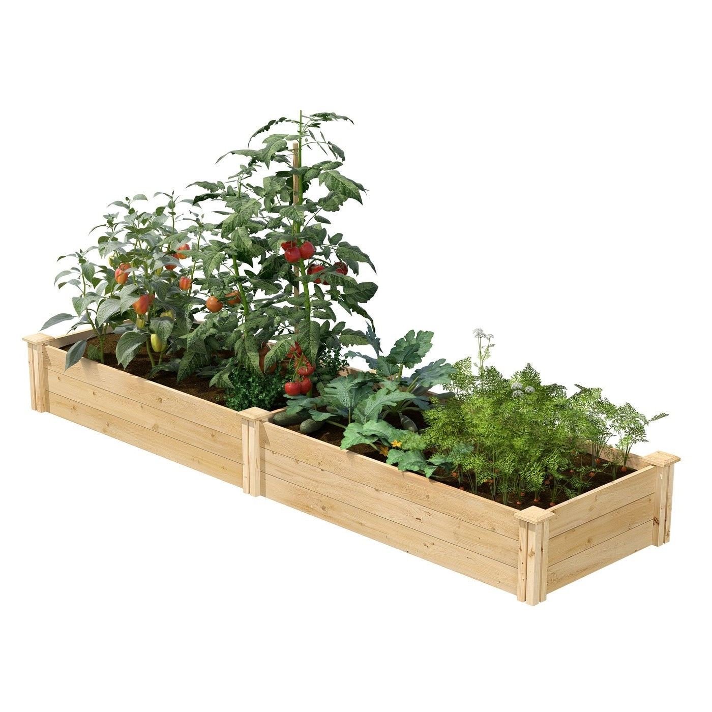 Fast Furnishings Pine Wood 2-Ft x 8-Ft Outdoor Raised Garden Bed Planter Frame - Made in USA