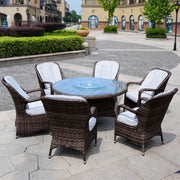 Direct Wicker Patio 7-Pieces Brown Wicker Dining Set with Round Table PAD-1711 Set