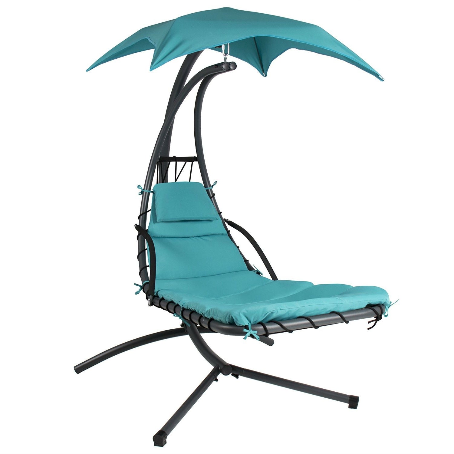 Fast Furnishings Teal Single Person Sturdy Modern Chaise Lounger Hammock Chair Porch Swing