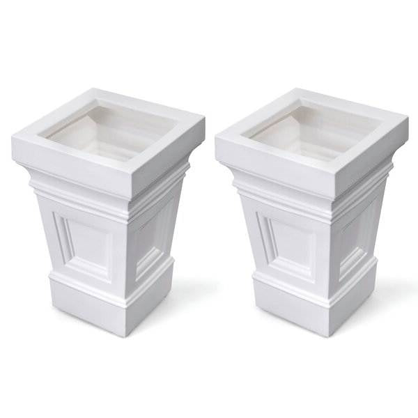 Fast Furnishings Set of 2 - 24 inch High Self Watering Planter Box in White Plastic Resin