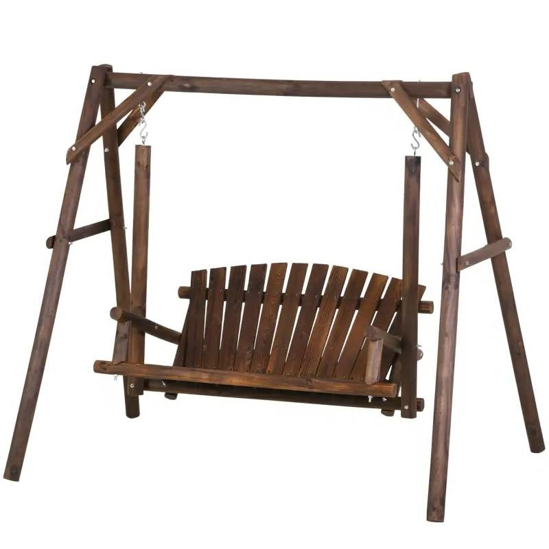 Fast Furnishings FarmHouse Log A-Frame 2-Seat Wooden Swing Bench