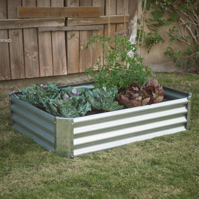 Fast Furnishings Industrial Farmhouse Steel Raised Garden Bed Metal Planter with Lining