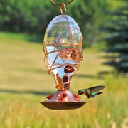 Fast Furnishings Copper and Glass Hummingbird Feeder - 32 Fl. oz. Nectar Capacity