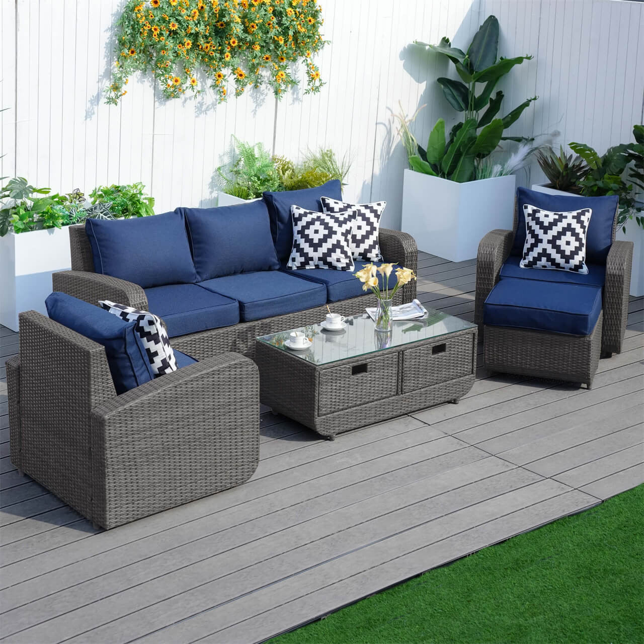 Direct Wicker's 5 Seats Patio Conversation Sofa Set PAS-1515