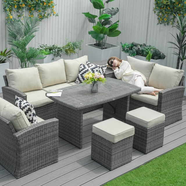 Direct Wicker's 8 Seats Outdoor Conversation Set - Patio Sofa Set PAF-1403B