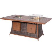 Direct Wicker 6 Seats Rectangular Fire Pit Tables with Fire & Ice Options