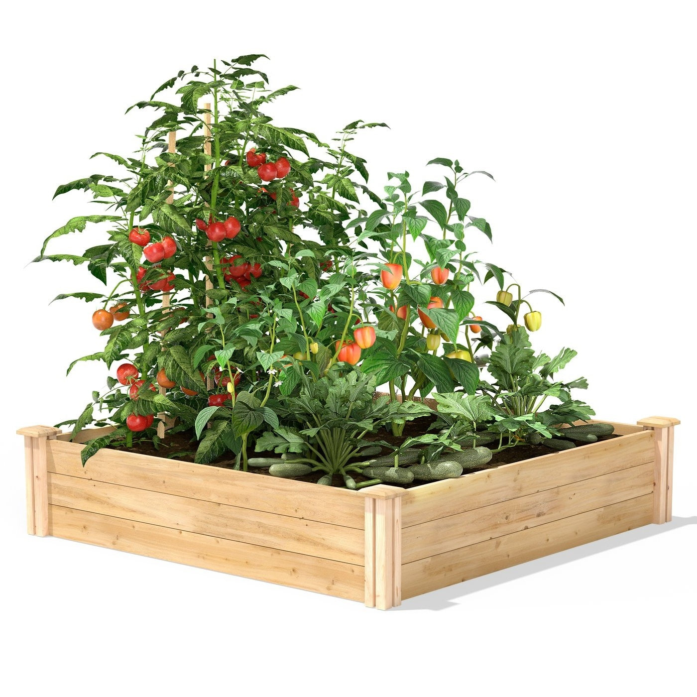 Fast Furnishings 4ft x 4ft Outdoor Pine Wood Raised Garden Bed Planter Box - Made in USA