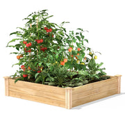 Fast Furnishings 4ft x 4ft Outdoor Pine Wood Raised Garden Bed Planter Box - Made in USA