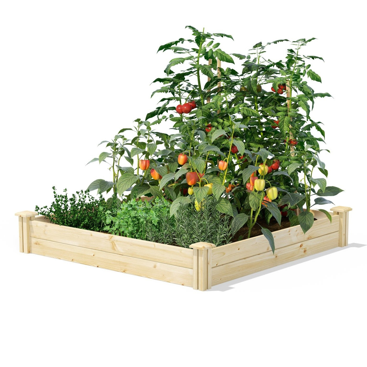 Fast Furnishings 4 ft x 4 ft Pine Wood Raised Garden Bed - Made in USA