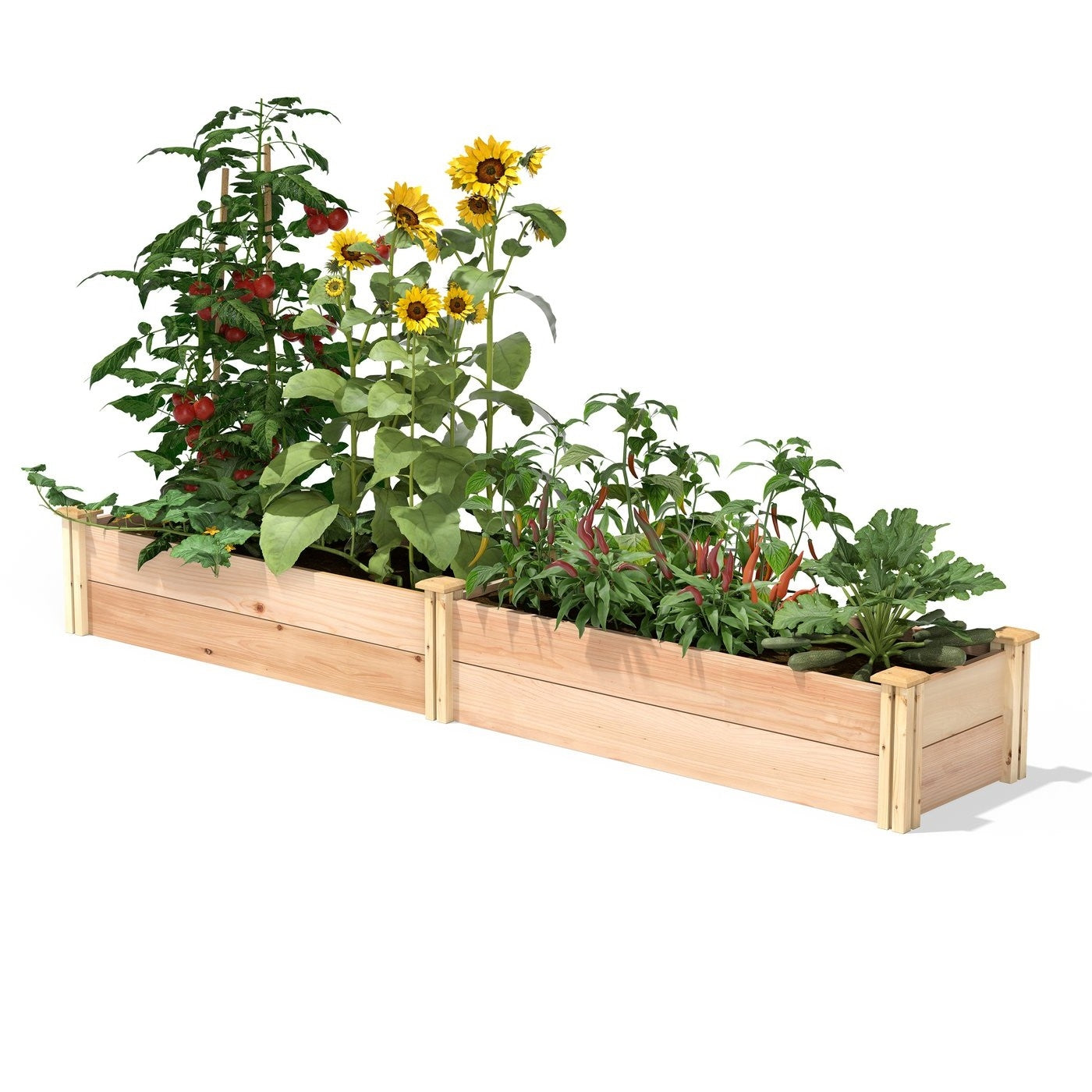 Fast Furnishings 16 in x 96 in FarmHome Narrow Cedar Wood Raised Garden Bed - Made in USA