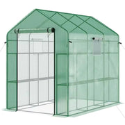 Fast Furnishings 7 ft x 4.7 ft Outdoor Greenhouse with Steel Frame and Green PE Cover