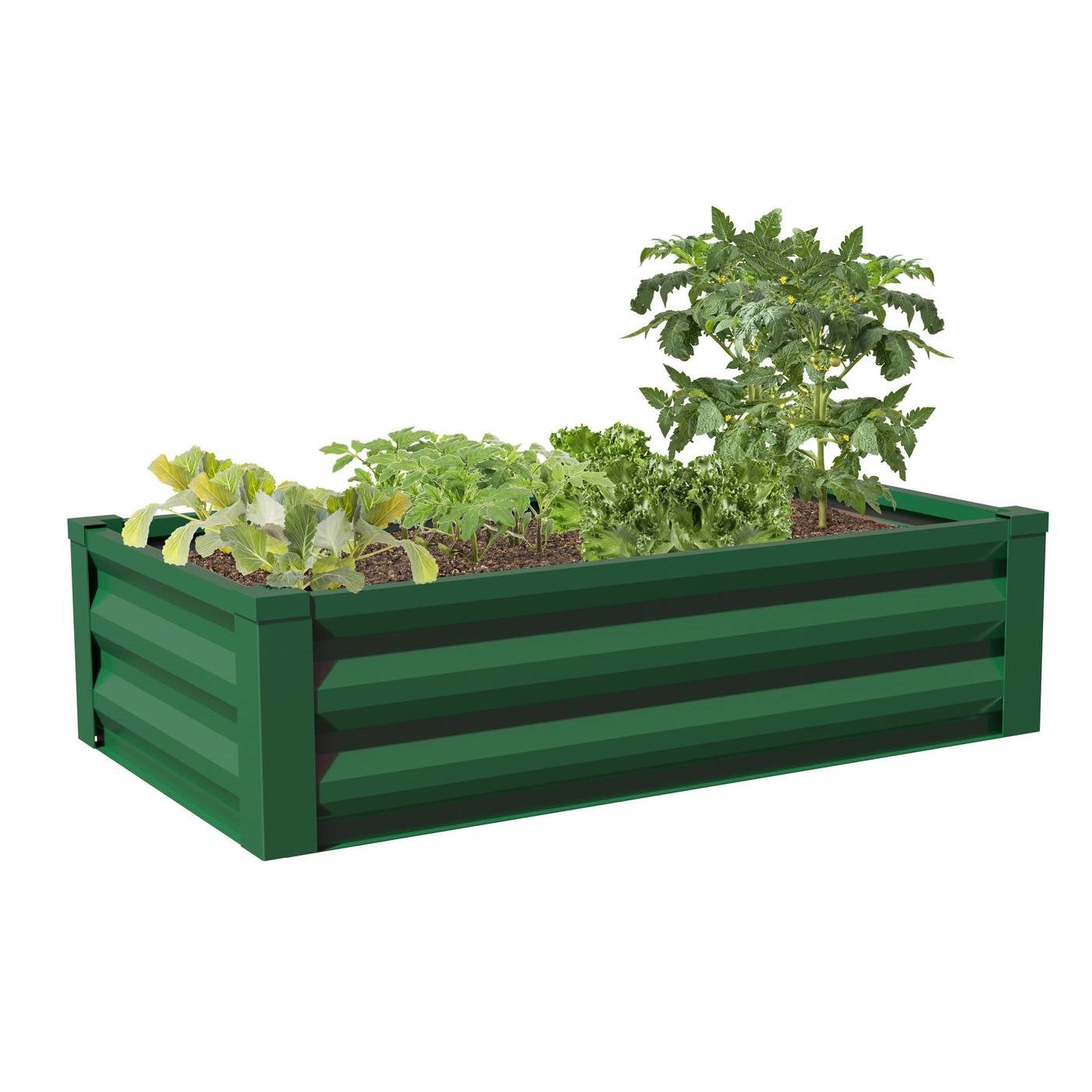 Fast Furnishings Green Powder Coated Metal Raised Garden Bed Planter Made In USA