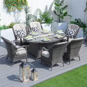 Direct Wicker's Brown Oval Fire Pit Set with 6 Seats PAG-1106O-Series