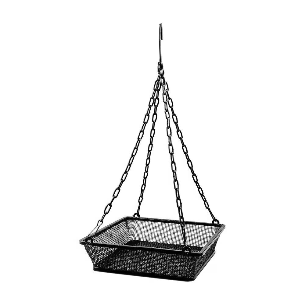 Fast Furnishings Heavy Duty Black Iron Mesh Bird Feeder Seed Tray with Easy to Hang Chain