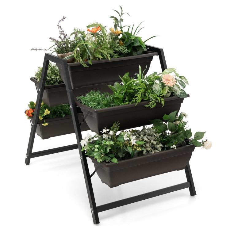 Fast Furnishings 3 Tier Patio Raised Garden Bed Planter Boxes Herbs Flowers Vegetables