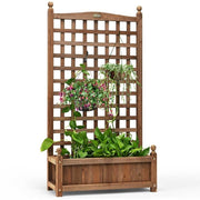 Fast Furnishings Solid Wood Farmhouse Garden Planter Box with 48-inch High Trellis