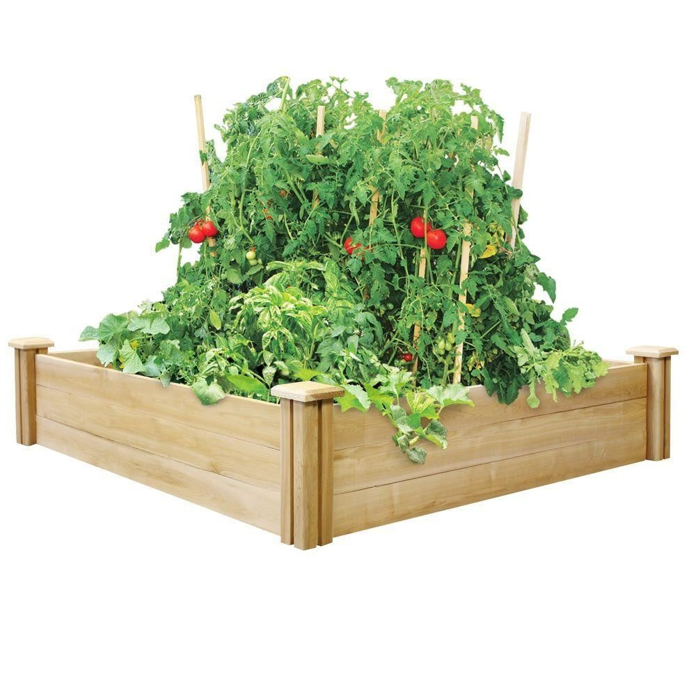 Fast Furnishings Cedar 4 ft x 4 ft x 10.5 in Raised Garden Bed - Made in USA