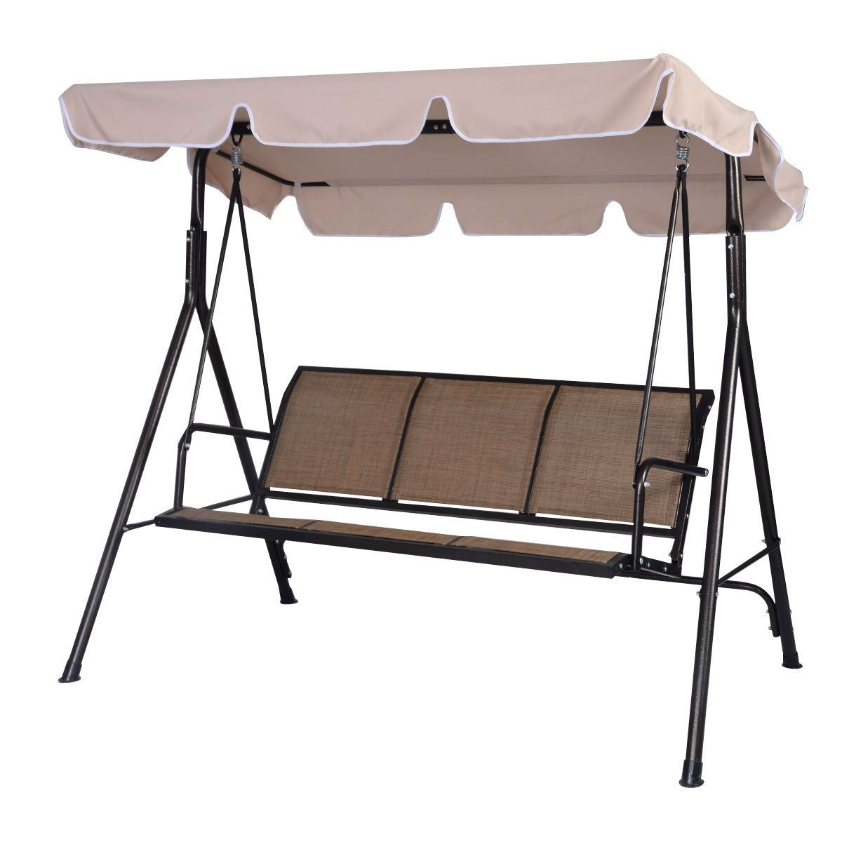 Fast Furnishings Outdoor 3-Person Canopy Swing for Porch Patio or Deck