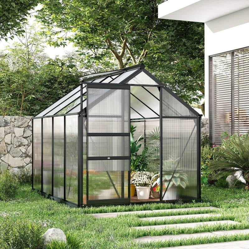 Fast Furnishings 9.8 ft. x 19.5 ft. Outdoor Greenhouse with Steel Frame and White PE Cover