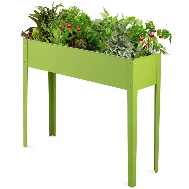 Fast Furnishings Green Heavy Duty Galvanized Steel Outdoor Elevated Raised Garden Planter