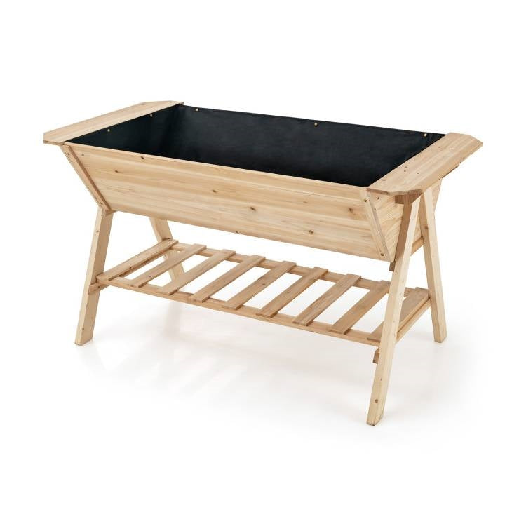 Fast Furnishings Farmhouse 2 Tier Large Outdoor Natural Wooden 5-ft Raised Garden Bed Planter Box