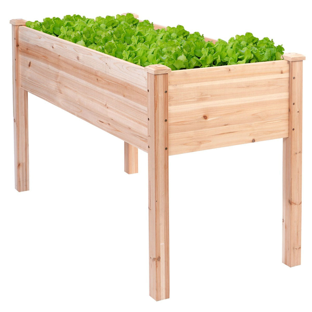 Fast Furnishings Solid Wood Cedar 30-inch High Raised Garden Bed Planter Box