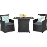 Fast Furnishings 3-Piece Outdoor Patio Furniture Bistro Dining Set in Brown Grey PE Rattan
