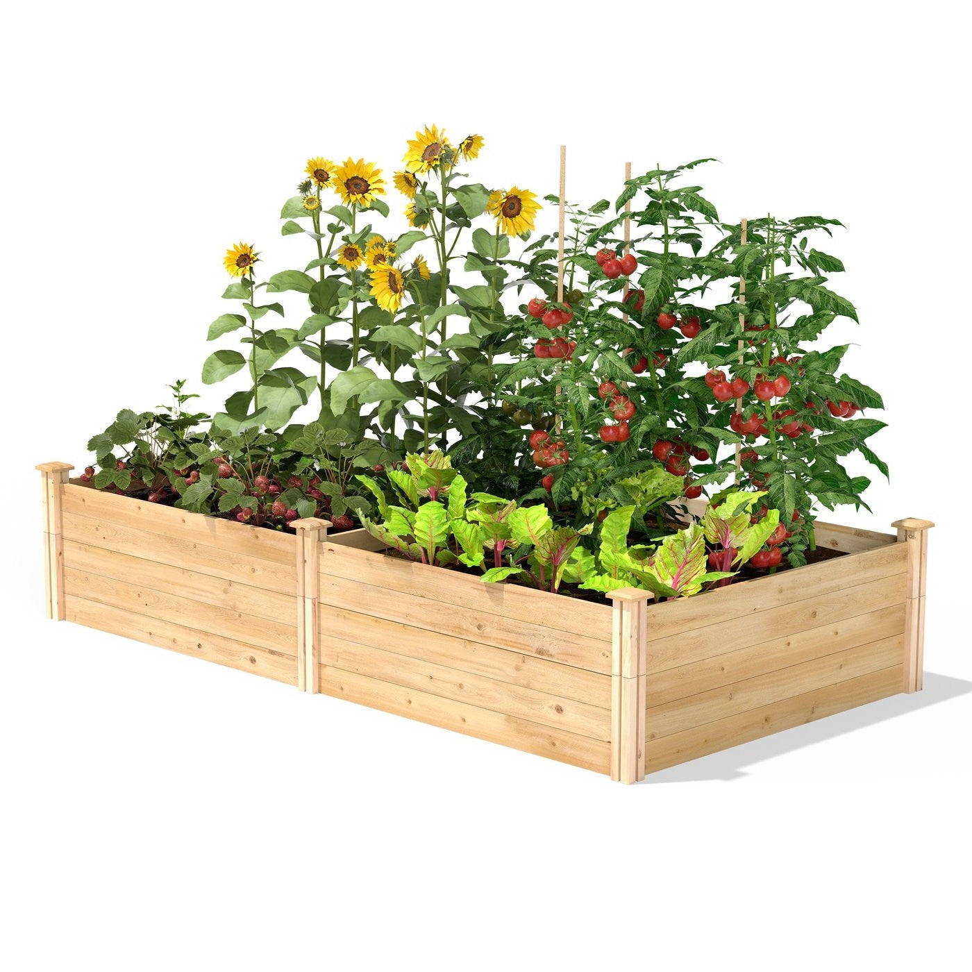 Fast Furnishings 17-inch High Pine Wood Raised Garden Bed 4 ft x 8 ft - Made in USA