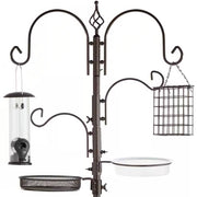 Fast Furnishings Complete Bird Feeder Set with Bronze Metal Stand Suet Water Bowl Tube and Tray