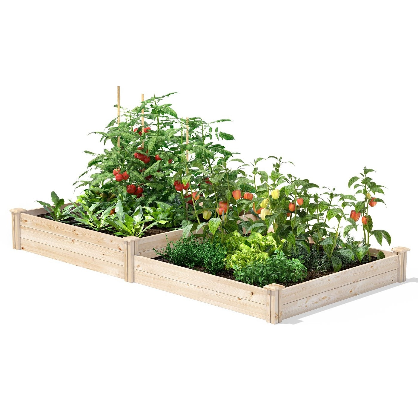 Fast Furnishings 4 ft x 8 ft Pine Wood 2 Tier Raised Garden Bed - Made in USA