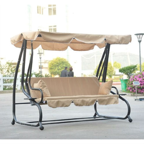 Fast Furnishings Outdoor Canopy Swing Patio Porch Shade Deck Bed in Sand