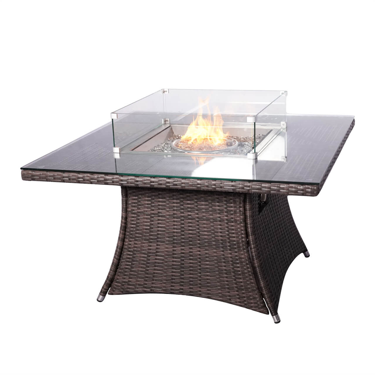 4 Seats Square Fire Pit Table in Brown  Direct Wicker Design