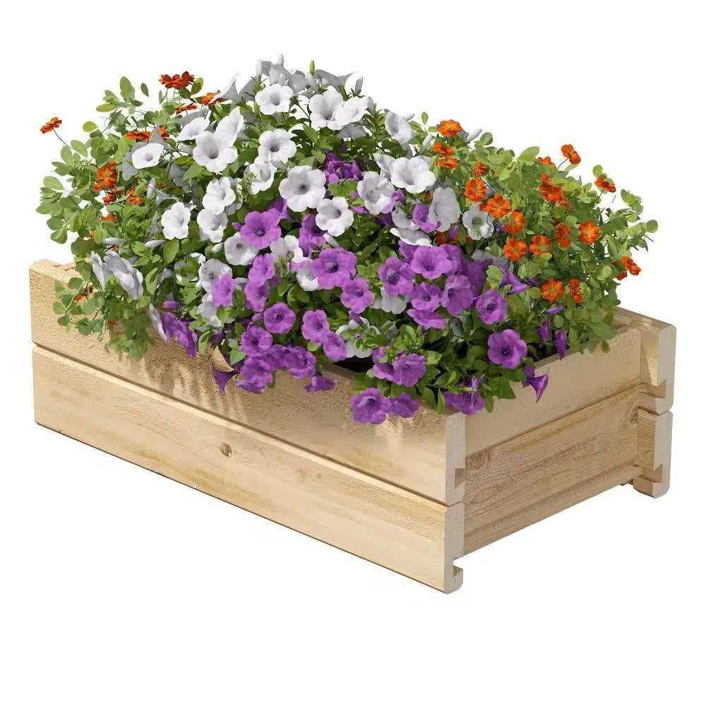 Fast Furnishings Natural Unfinished Cedar Wood Planter Box 21-inch x 11-inch - Made in USA