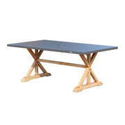 Direct Wicker Dining Table for 6 Aluminum Table Top in Gray with Wooden Frame