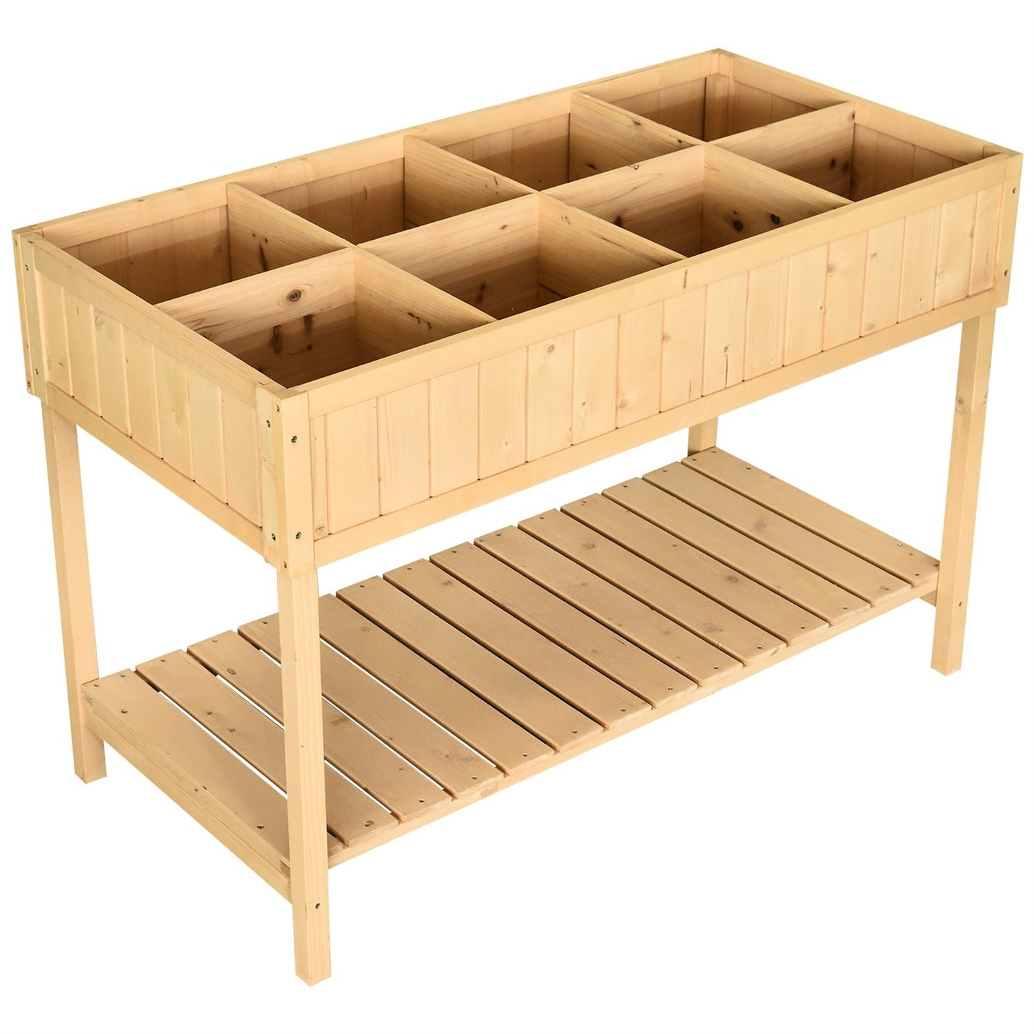 Fast Furnishings FarmHome 8 Grid Fir Wooden Raised Garden Planter Box