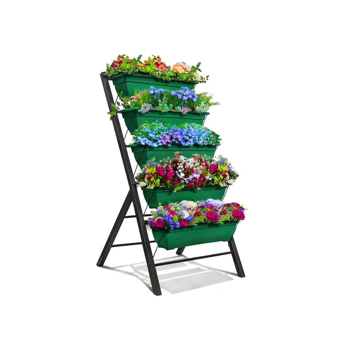 Fast Furnishings 4 FT 5 Tier Green Vertical Garden Indoor/Outdoor Elevated Planter