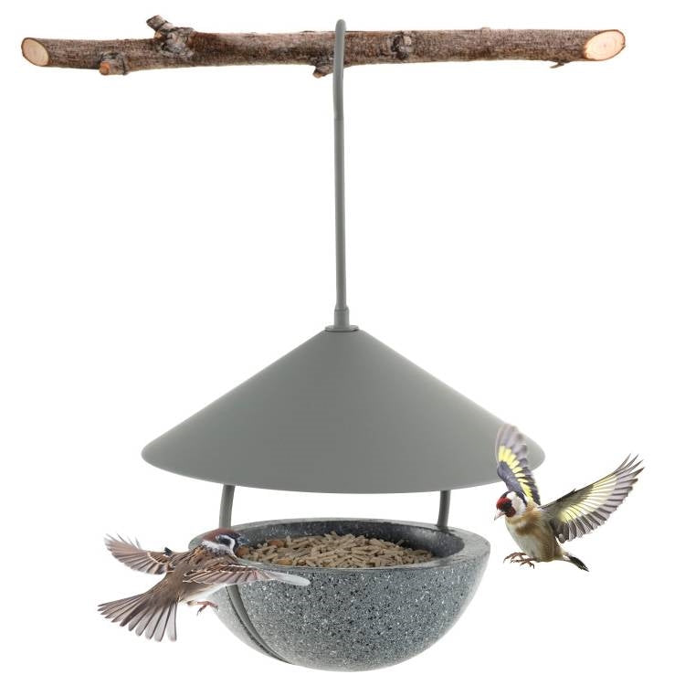 Fast Furnishings Small Hanging Bird Feeder with Metal Cone Rain Protector Top