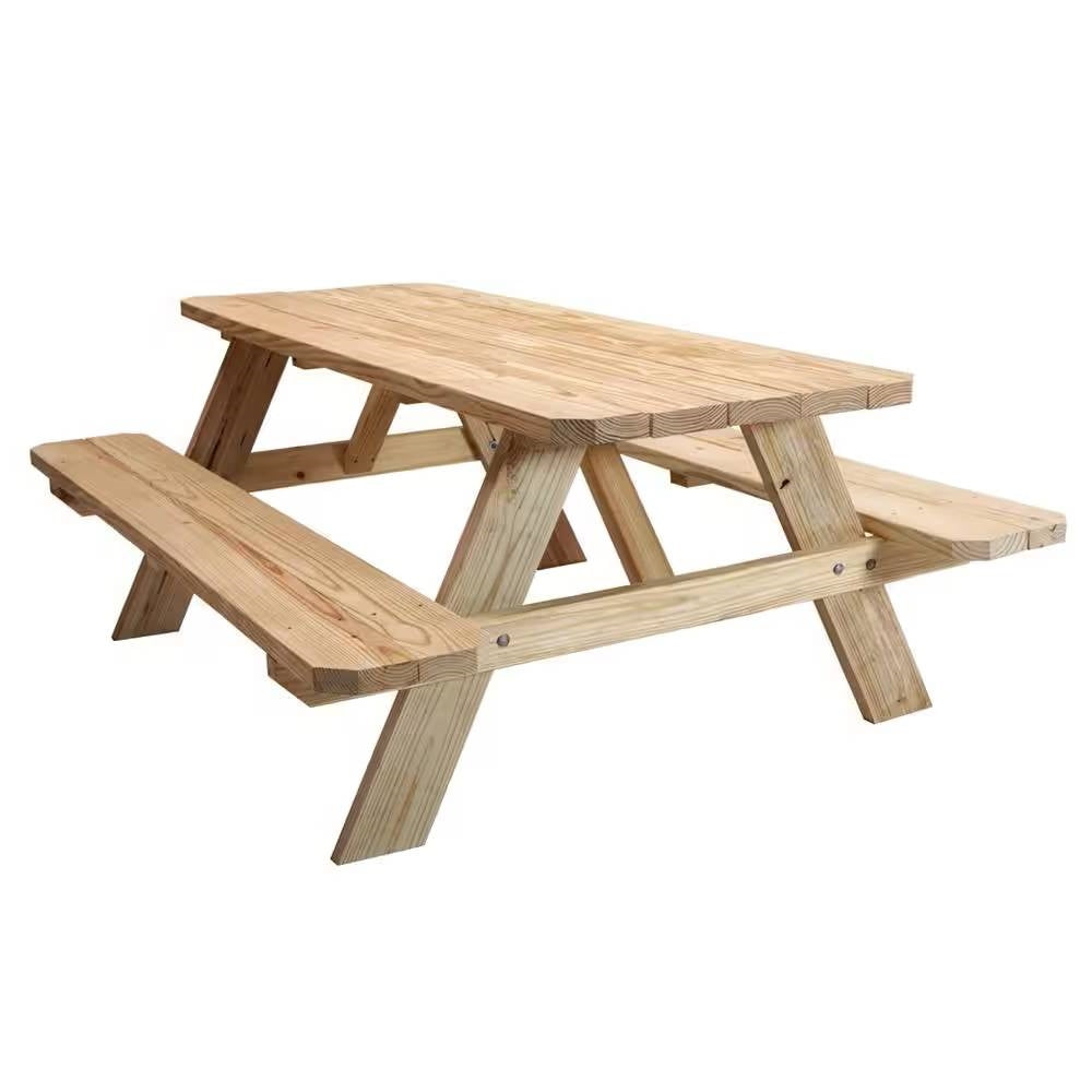 Fast Furnishings Solid Wood Outdoor Picnic Table with Benches Patio Garden Dining Set