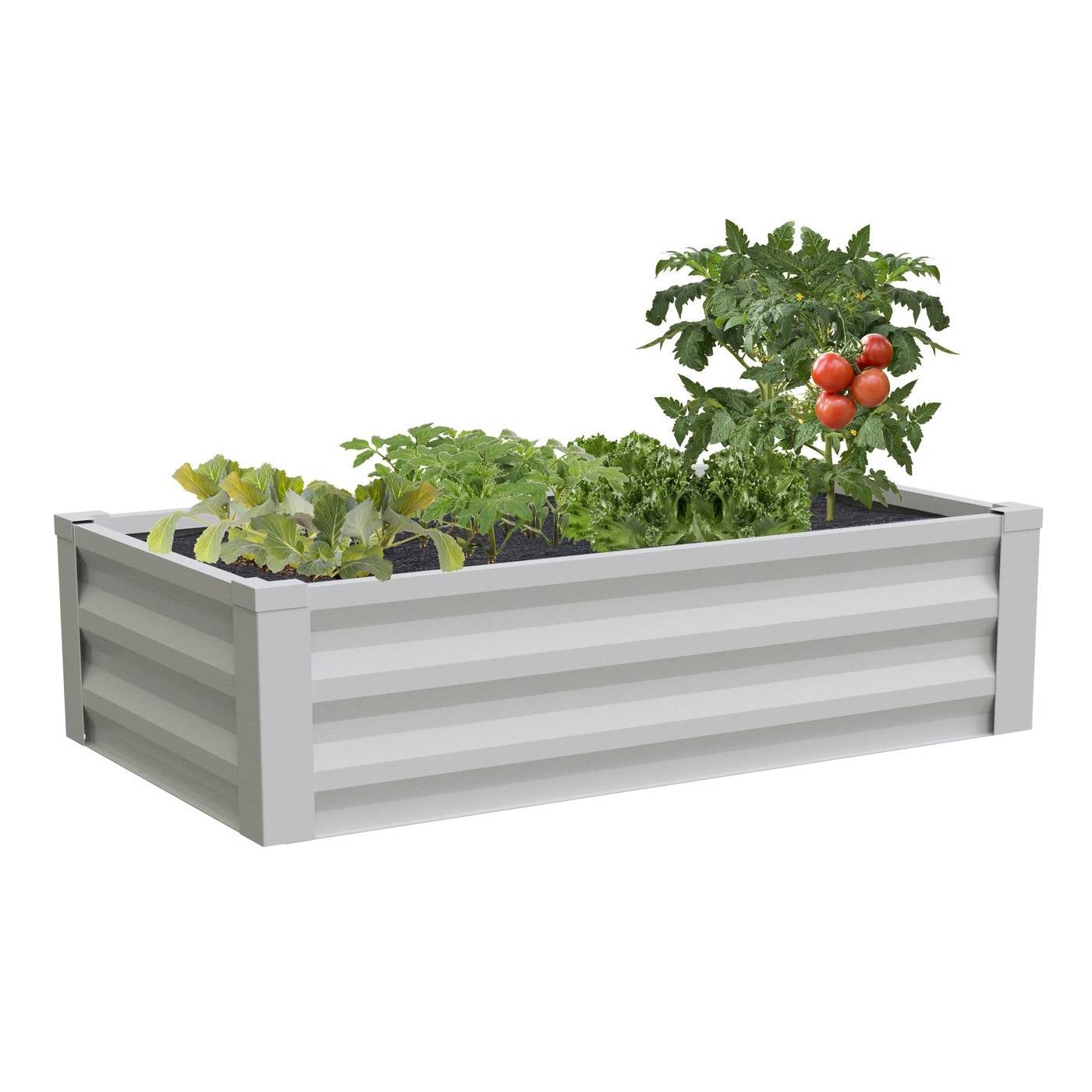 Fast Furnishings White Powder Coated Metal Raised Garden Bed Planter Made In USA