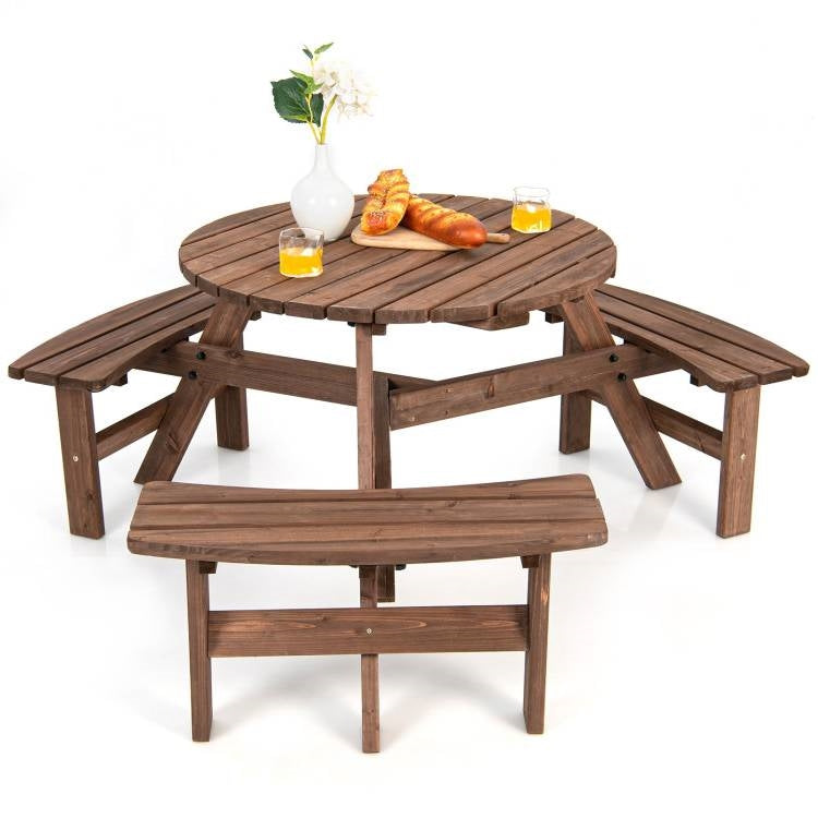 Fast Furnishings Solid Cedar Wood Outdoor Picnic Table with 3 Benches Patio Garden Dining Set