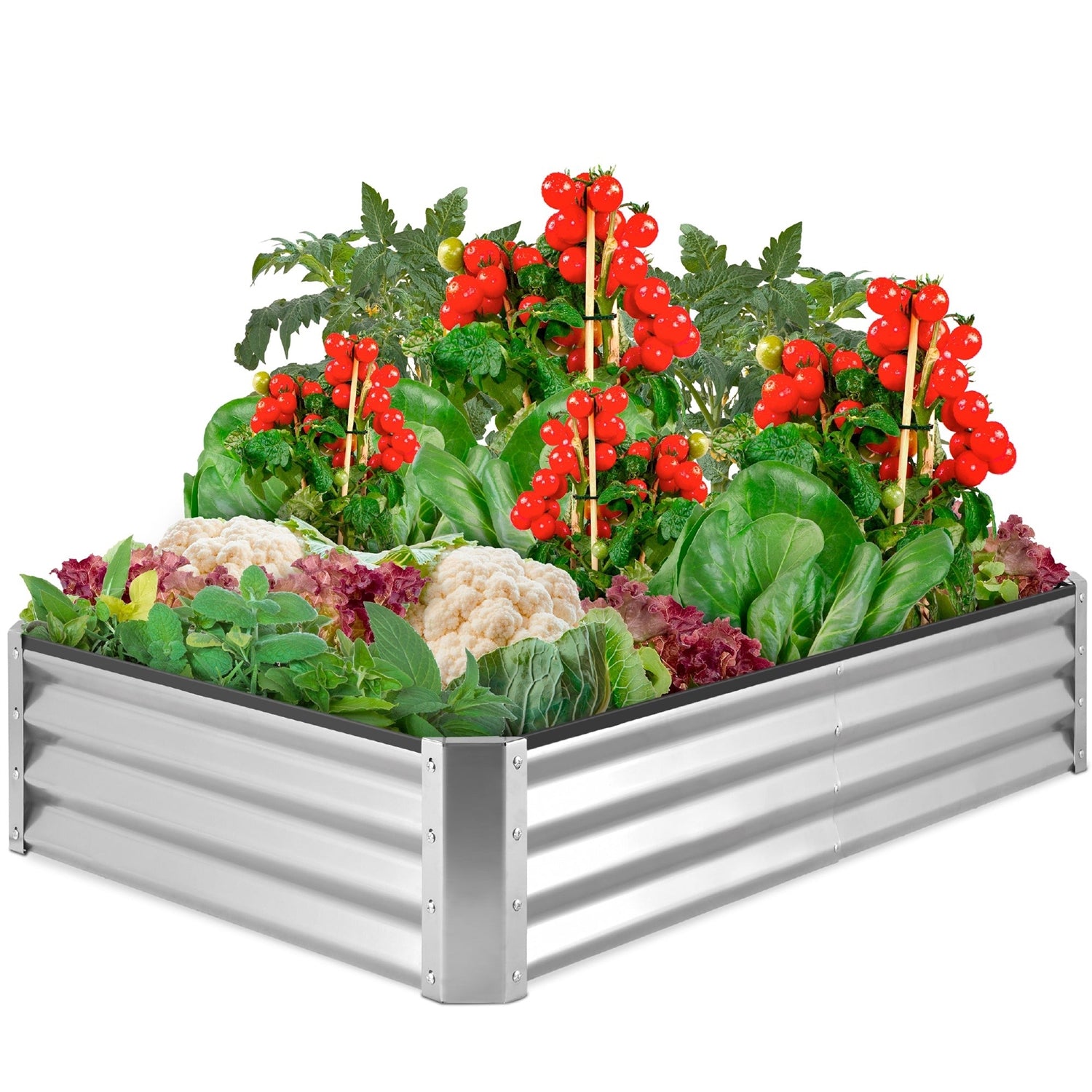 Fast Furnishings Silver 6 ft x 3 ft Steel Rust Resistant Open Bottom Raised Garden Planter Bed