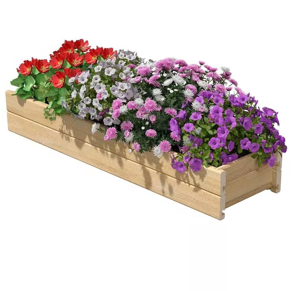 Fast Furnishings Unfinished Cedar Wood Garden Planter Box 46-inch x 11-inch - Made in USA