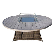 8 Seats Round Fire Pit Table with Aluminum Top  Direct Wicker