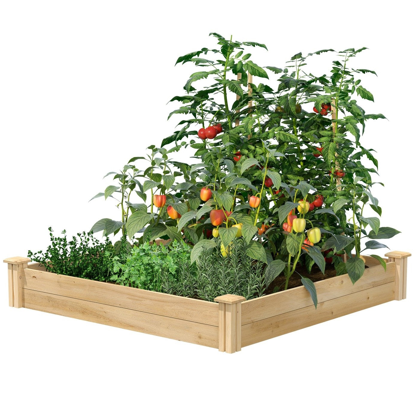 Fast Furnishings 4 ft x 4 ft Cedar Wood Raised Garden Bed - Made in USA