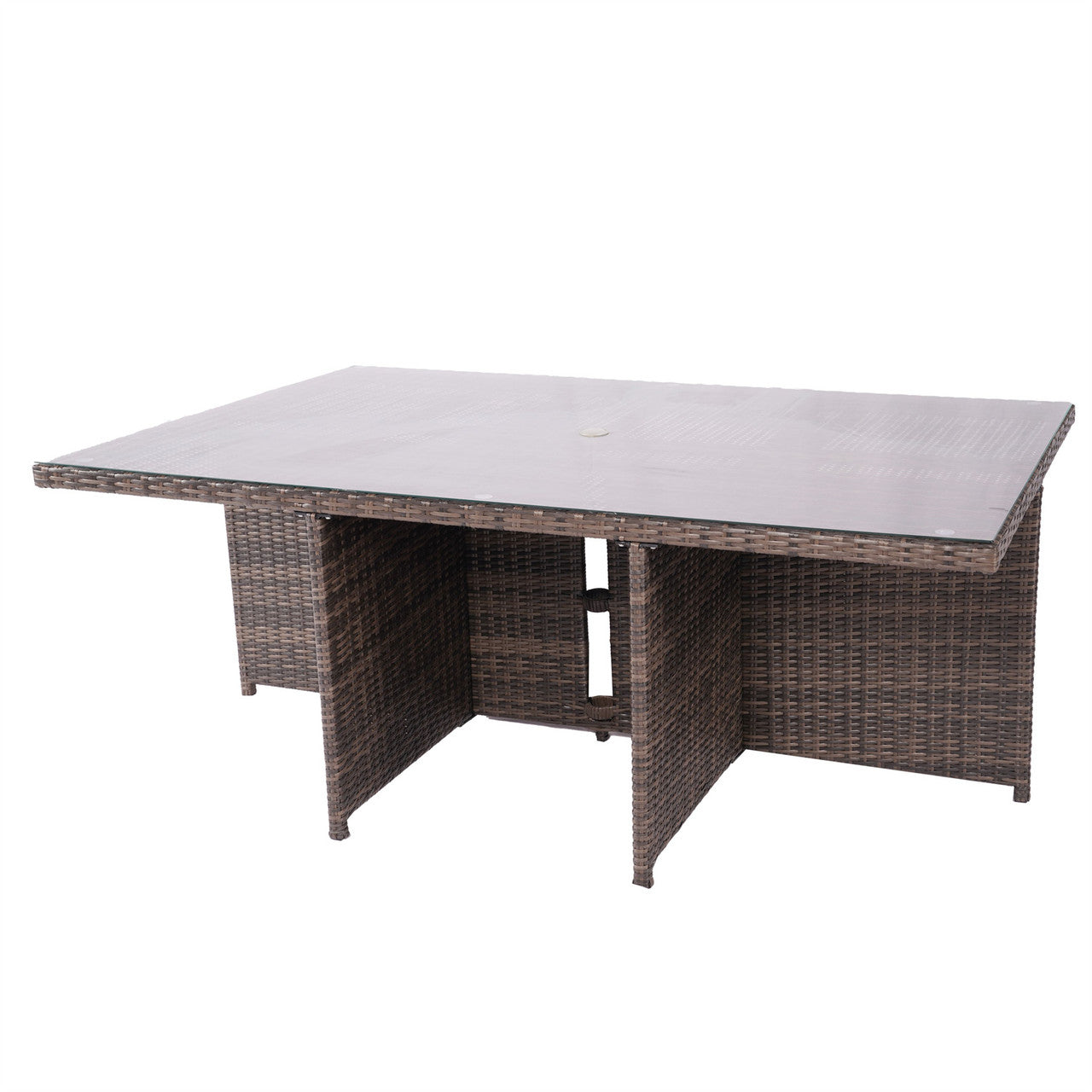 Direct Wicker Patio Dining Table for 6 Rectangular Table in Brown or Gray