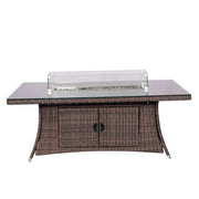 6 Seats Rectangular Fire Pit Table 50000 BTU  Direct Wicker