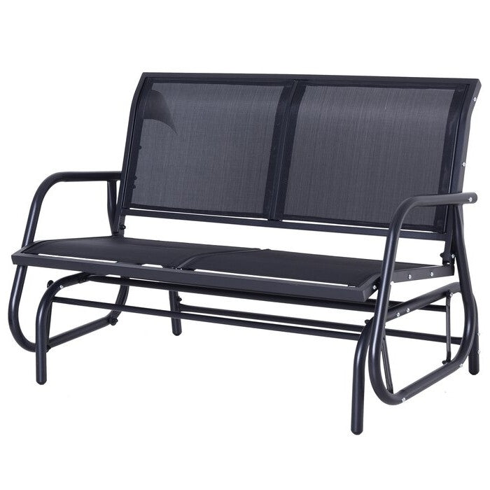 Fast Furnishings 2 Seater Mesh Outdoor Patio Swing Glider Dark Gray